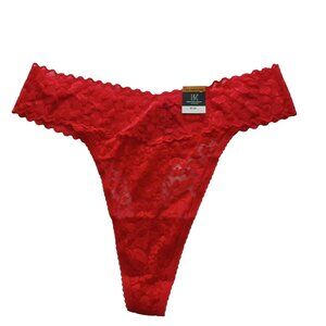 NWT INTERNATIONAL CONCEPTS Sheer Thong Panty 3X Lace Red Nylon Spandex